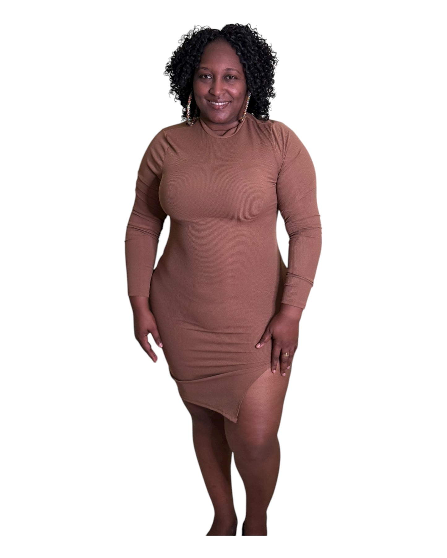 City Chic Mini Dress - Mocha Plus Size