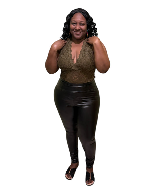 Lust Lace Bodysuit - Olive Plus Size