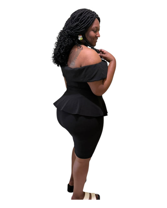 Reign Peplum Set- Black Plus Size