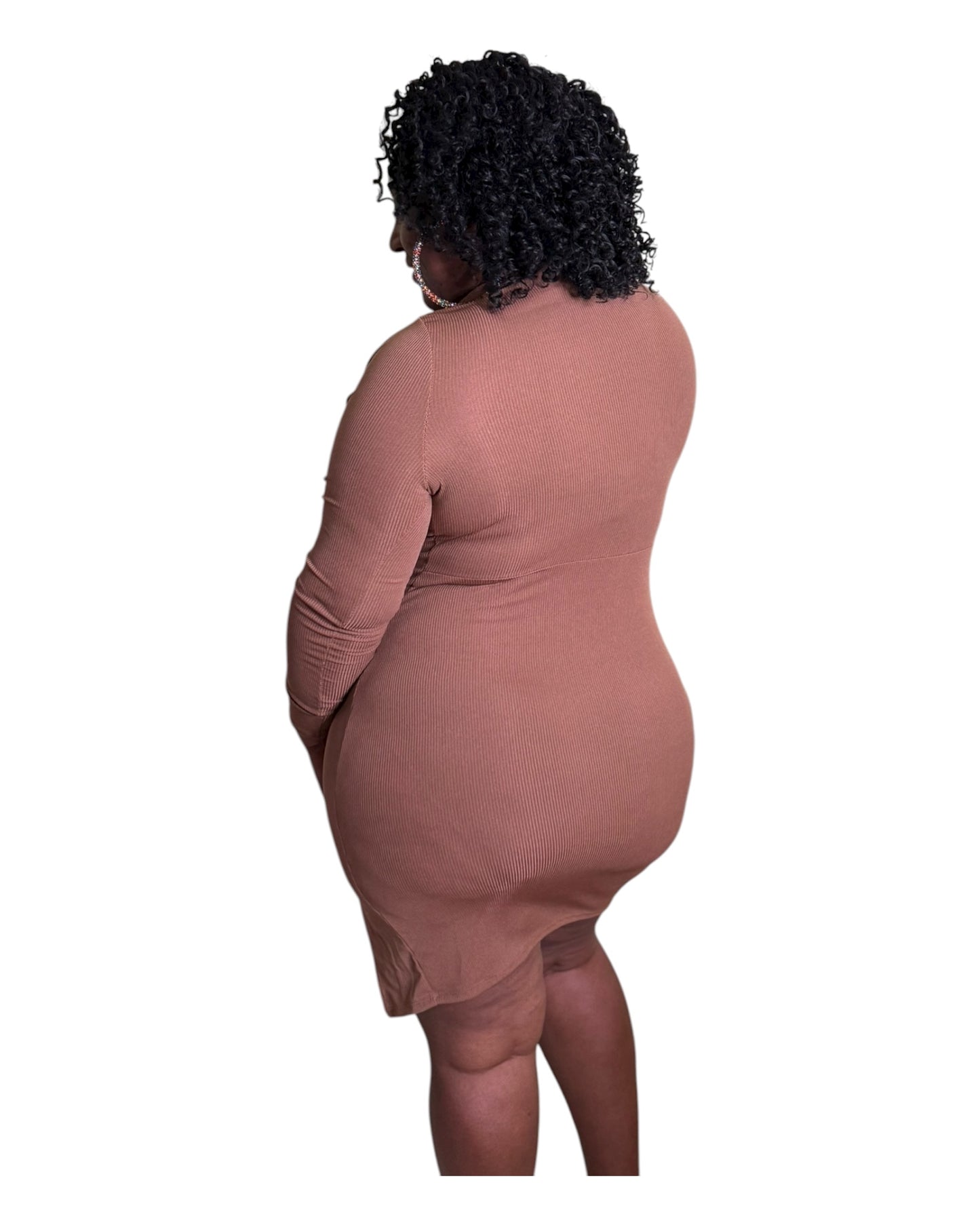 City Chic Mini Dress - Mocha Plus Size