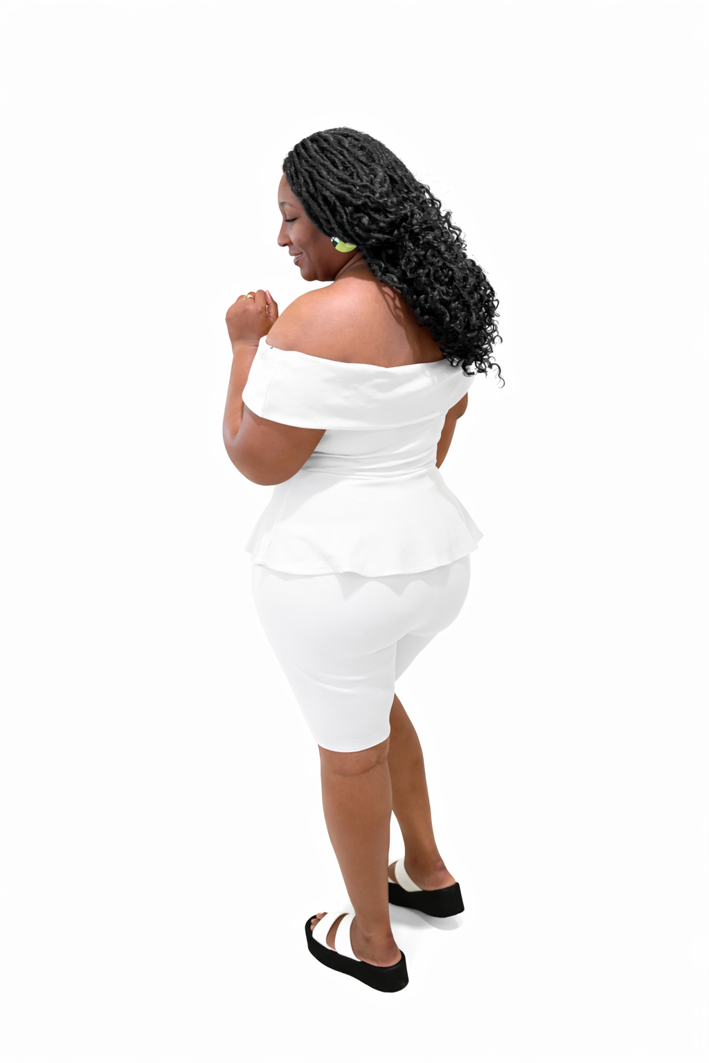 Reign Peplum Set- White Plus Size