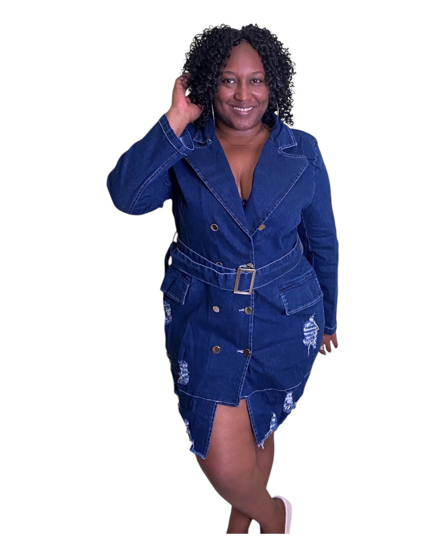 Power Play Denim Dress - Plus Size
