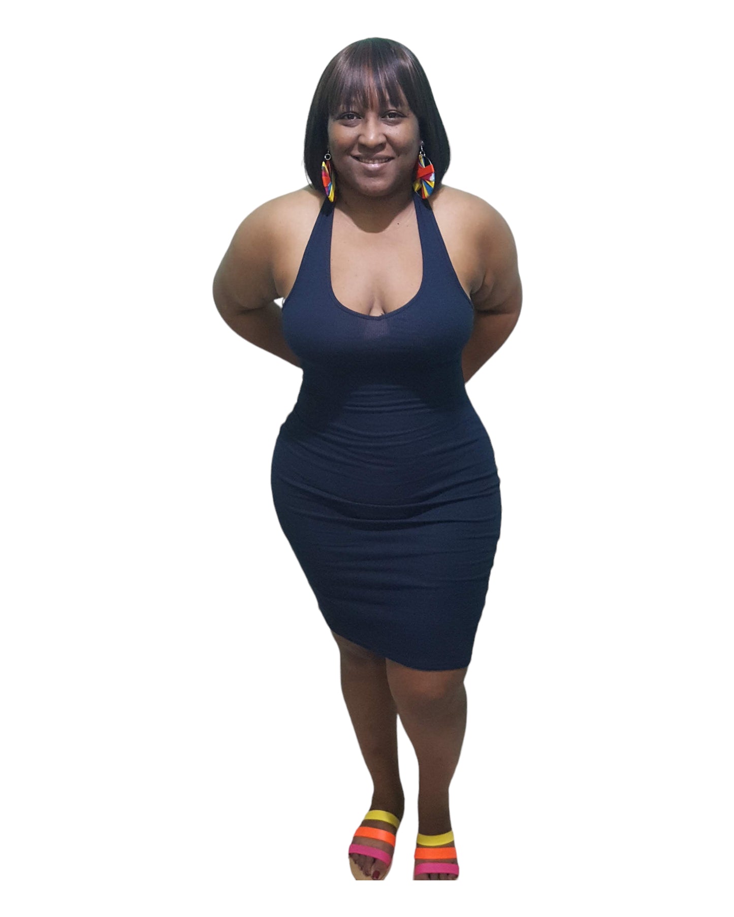 Foxy Halter Dress - Navy Regular Size