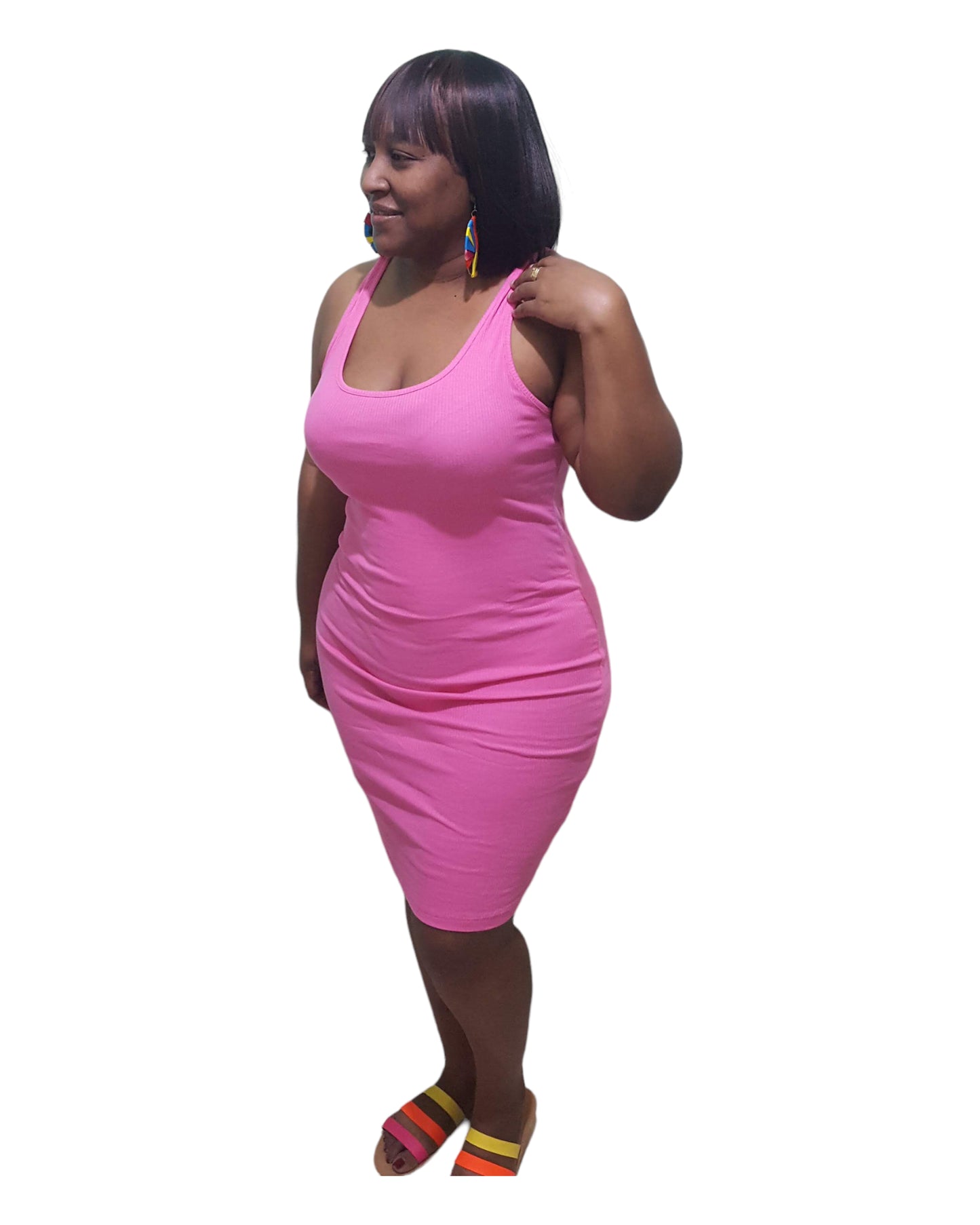 Spunky Midi Dress - Pink Plus Size