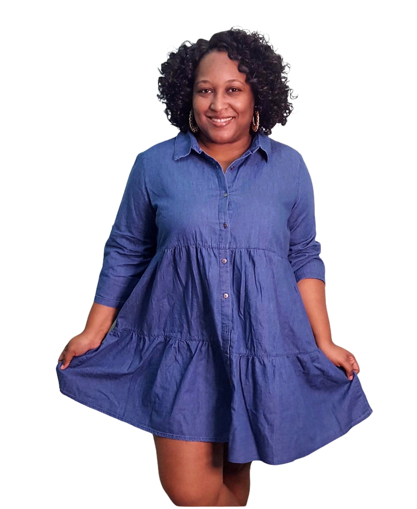 Danger Denim Dress -Medium Blue Plus Size