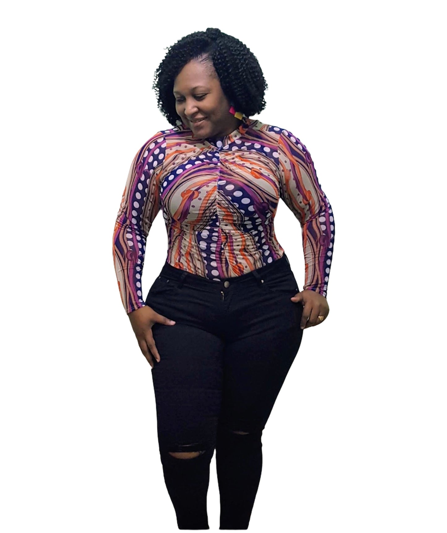 Abstract Mesh Bodysuit - Plus Size