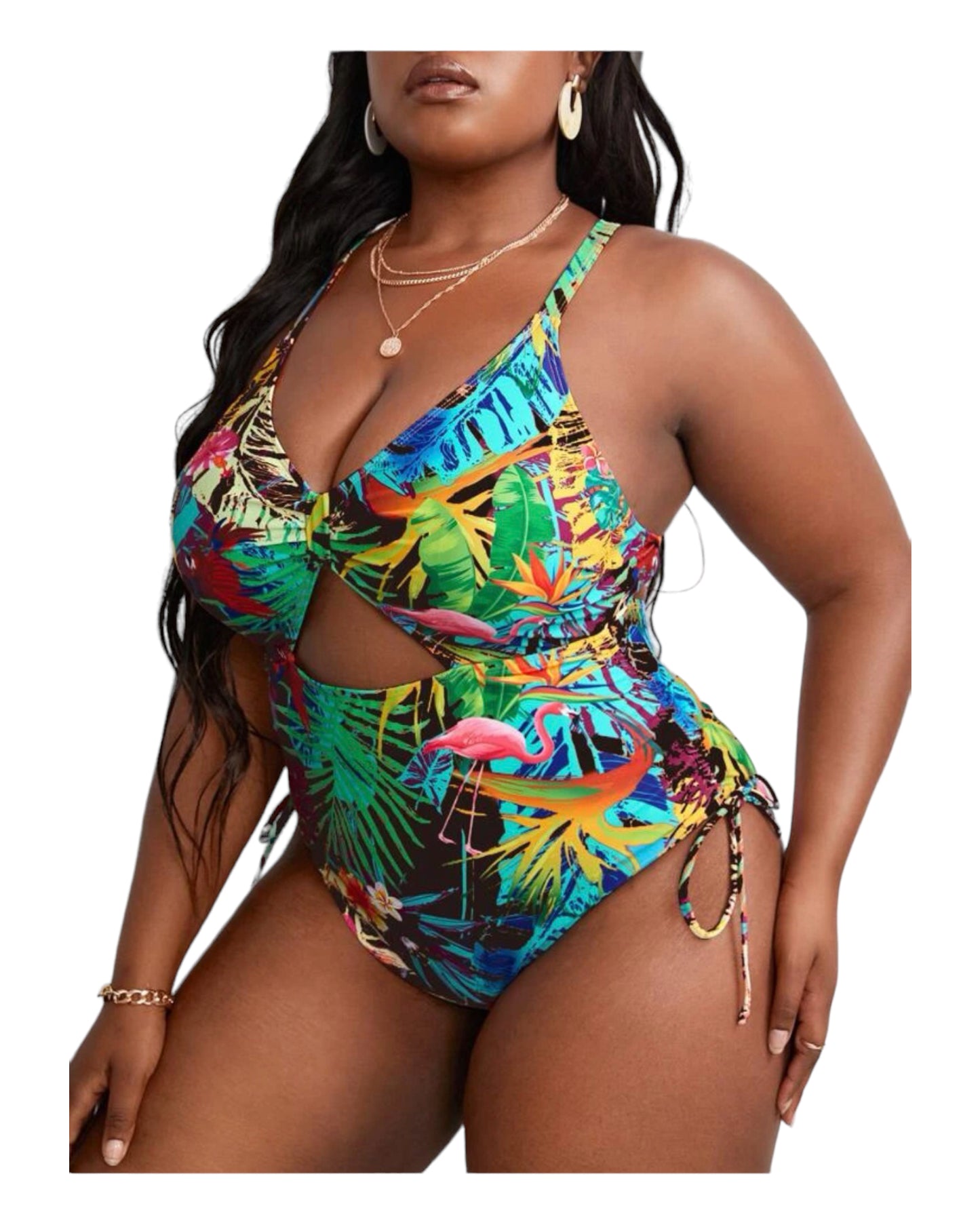 Beach Vibes One Piece Bikini- Green Plus Size