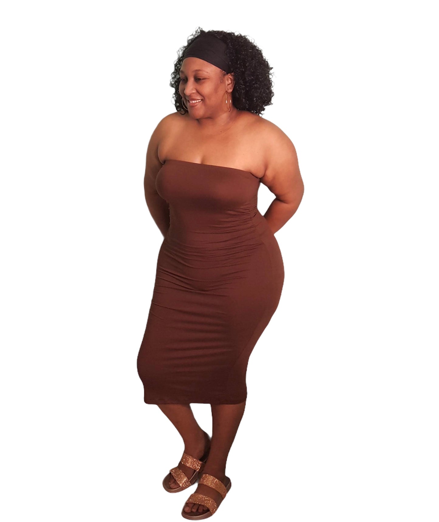 Summer Essential Tube Dress - Brown Plus Size