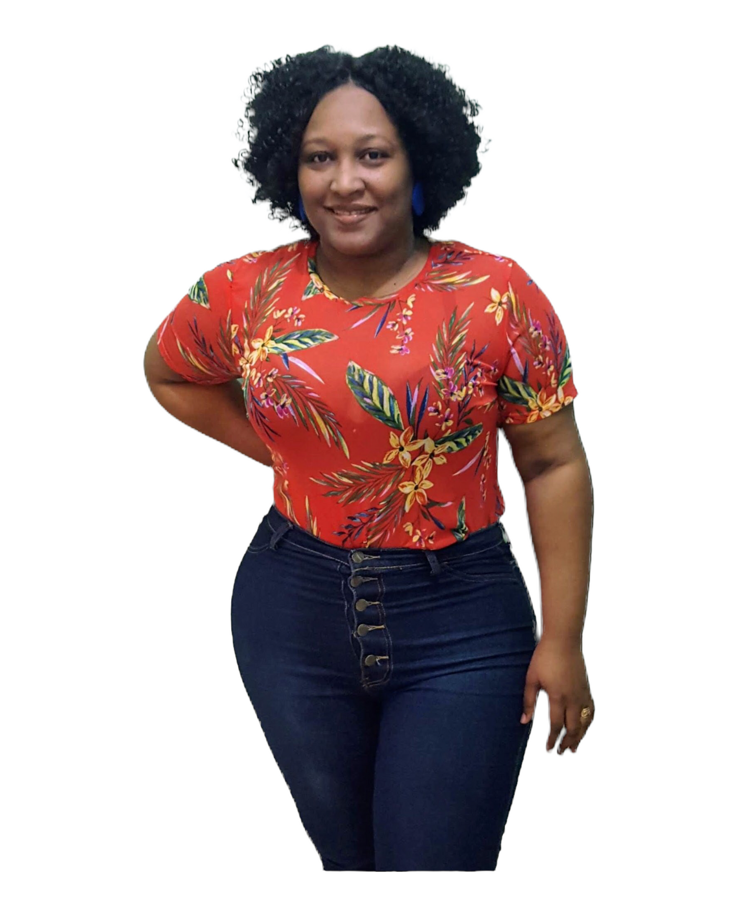 Mesh Top - Red Orange Plus Size
