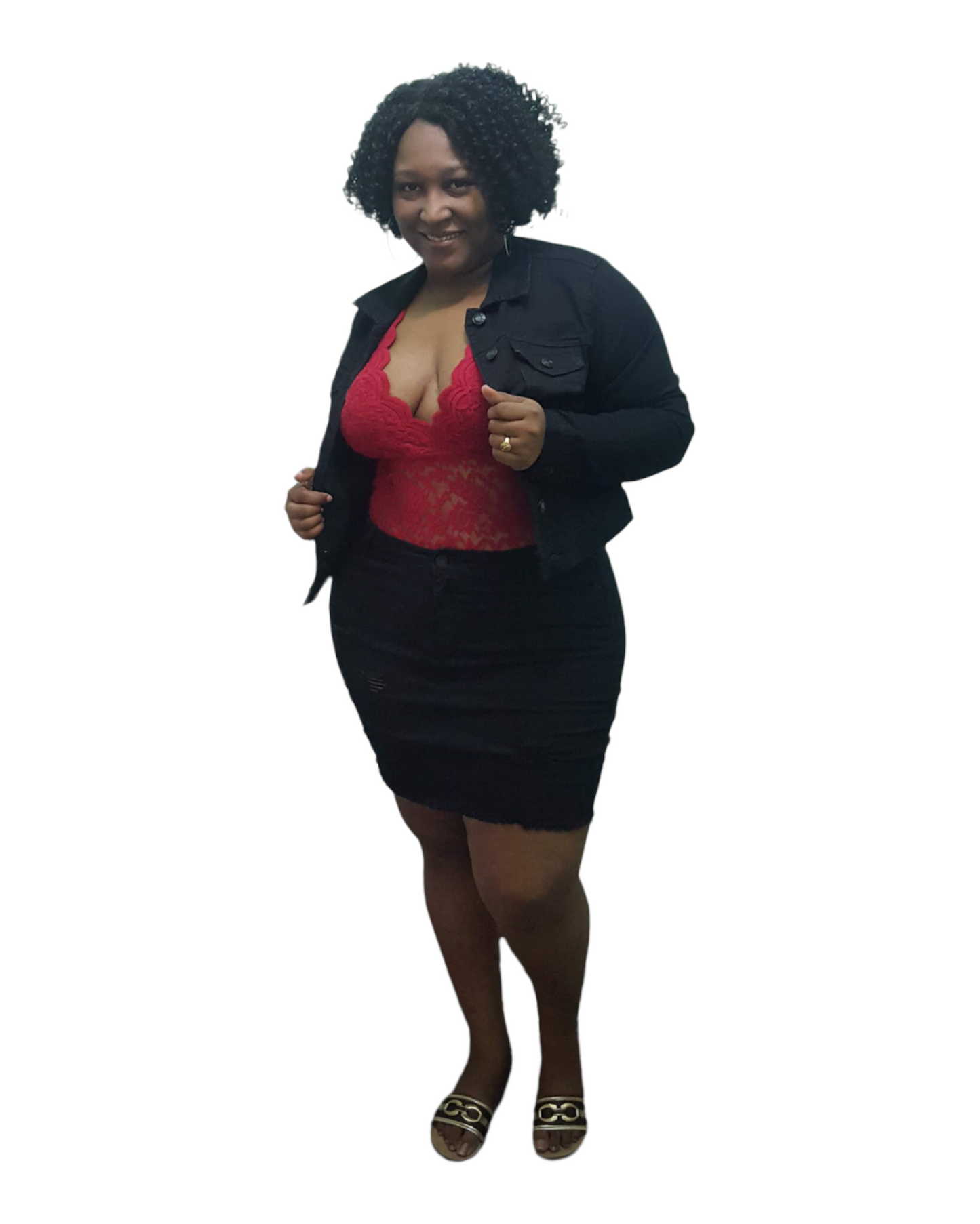Distressed Denim Skirt Black - Plus Size