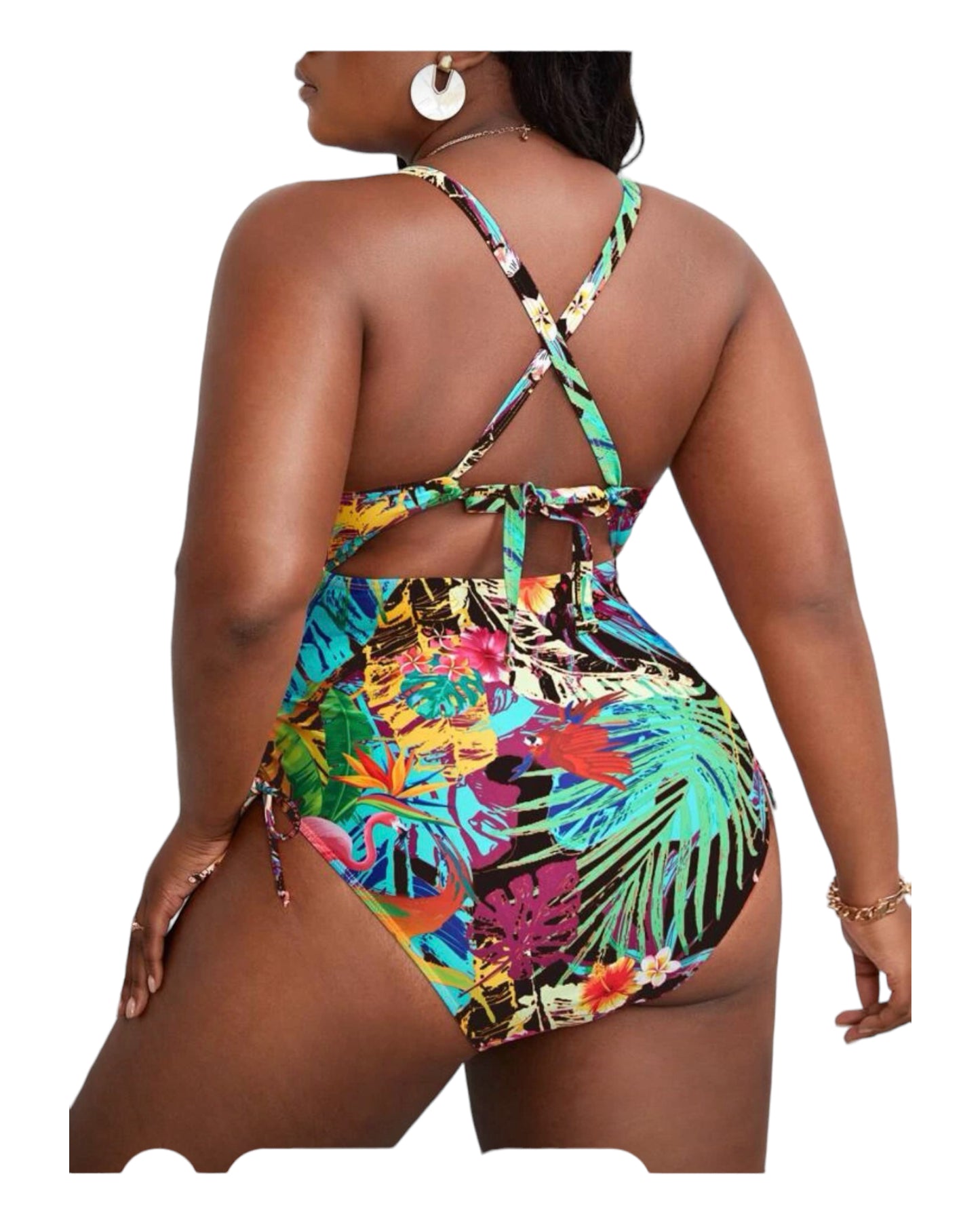 Beach Vibes One Piece Bikini- Green Plus Size