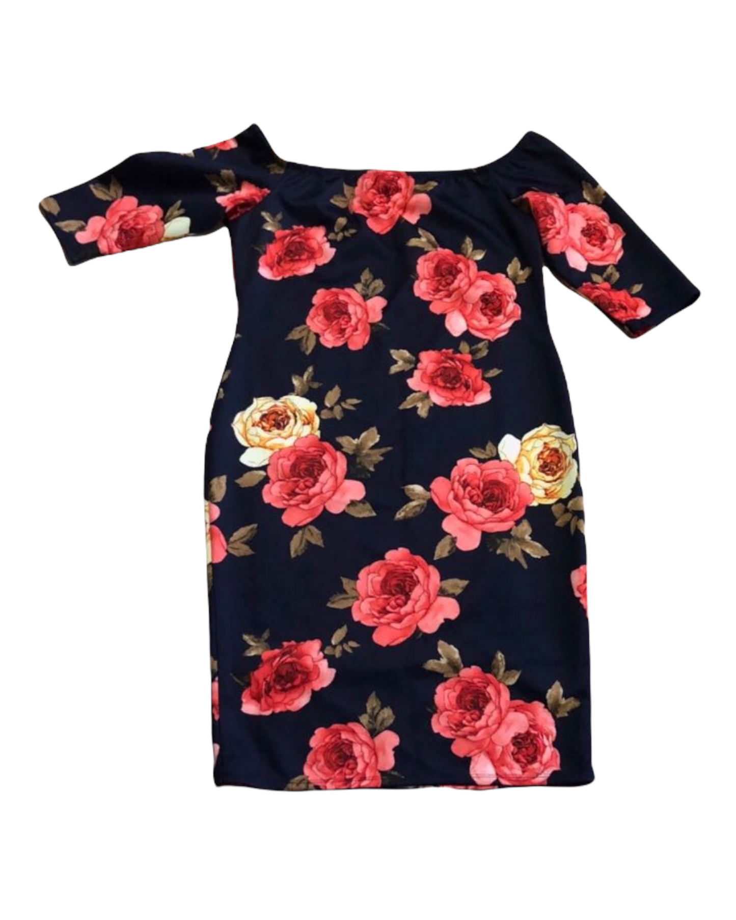 Floral Off Shoulder Dress - Plus Size