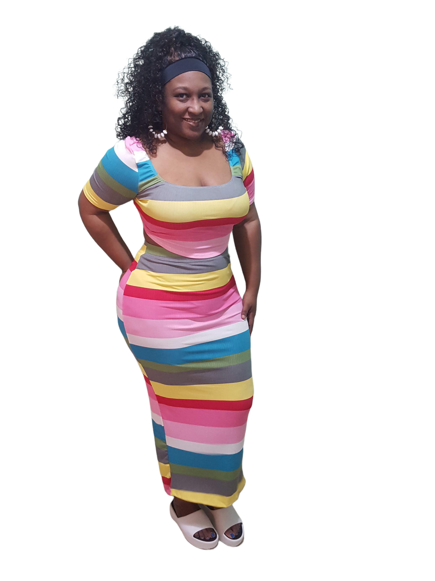 Lina’s Bday Collection Crop Me Top and Skirt - Stripe Plus Size