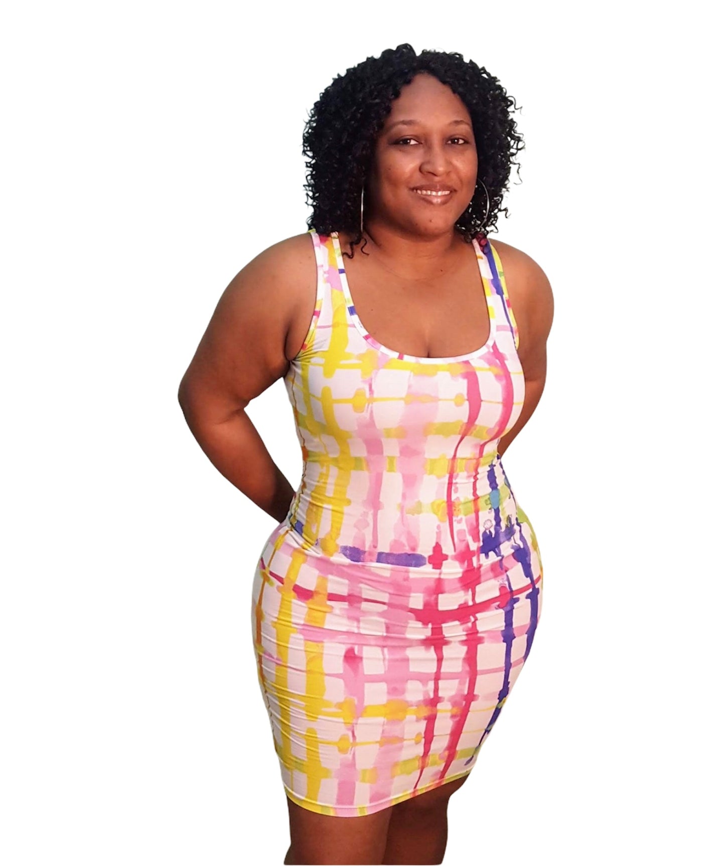 White Splash Midi Dress