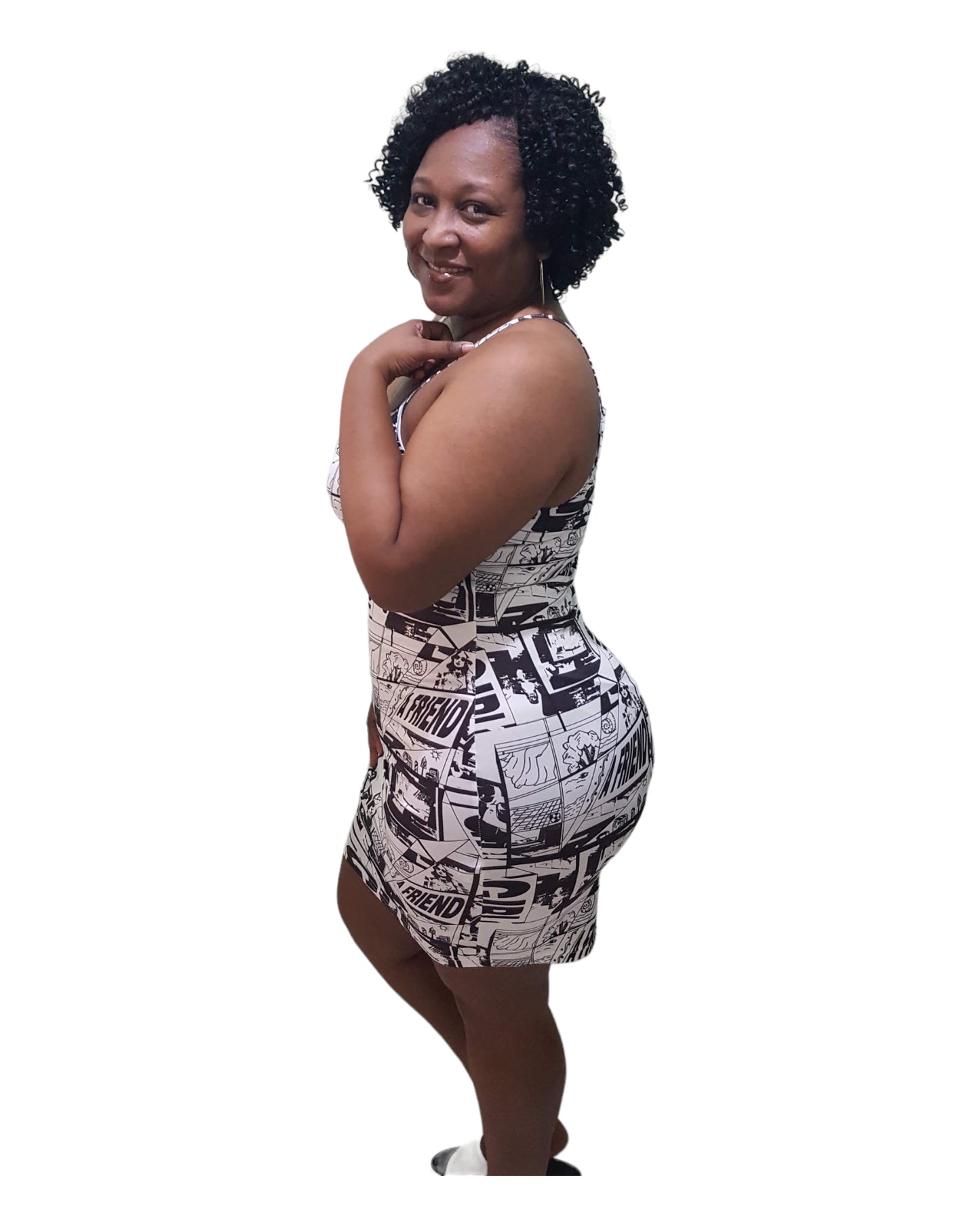 Static Mini Dress - Black and White Plus Size