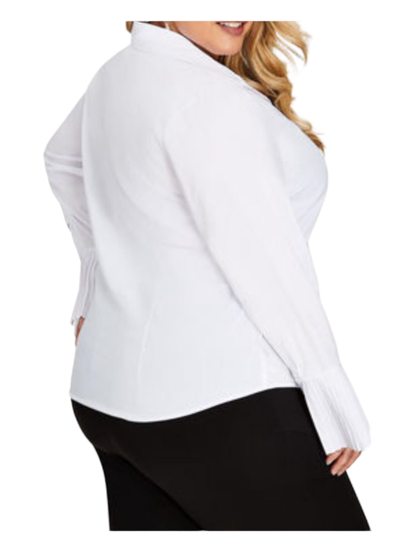 White Pleated Shirt - Plus Size