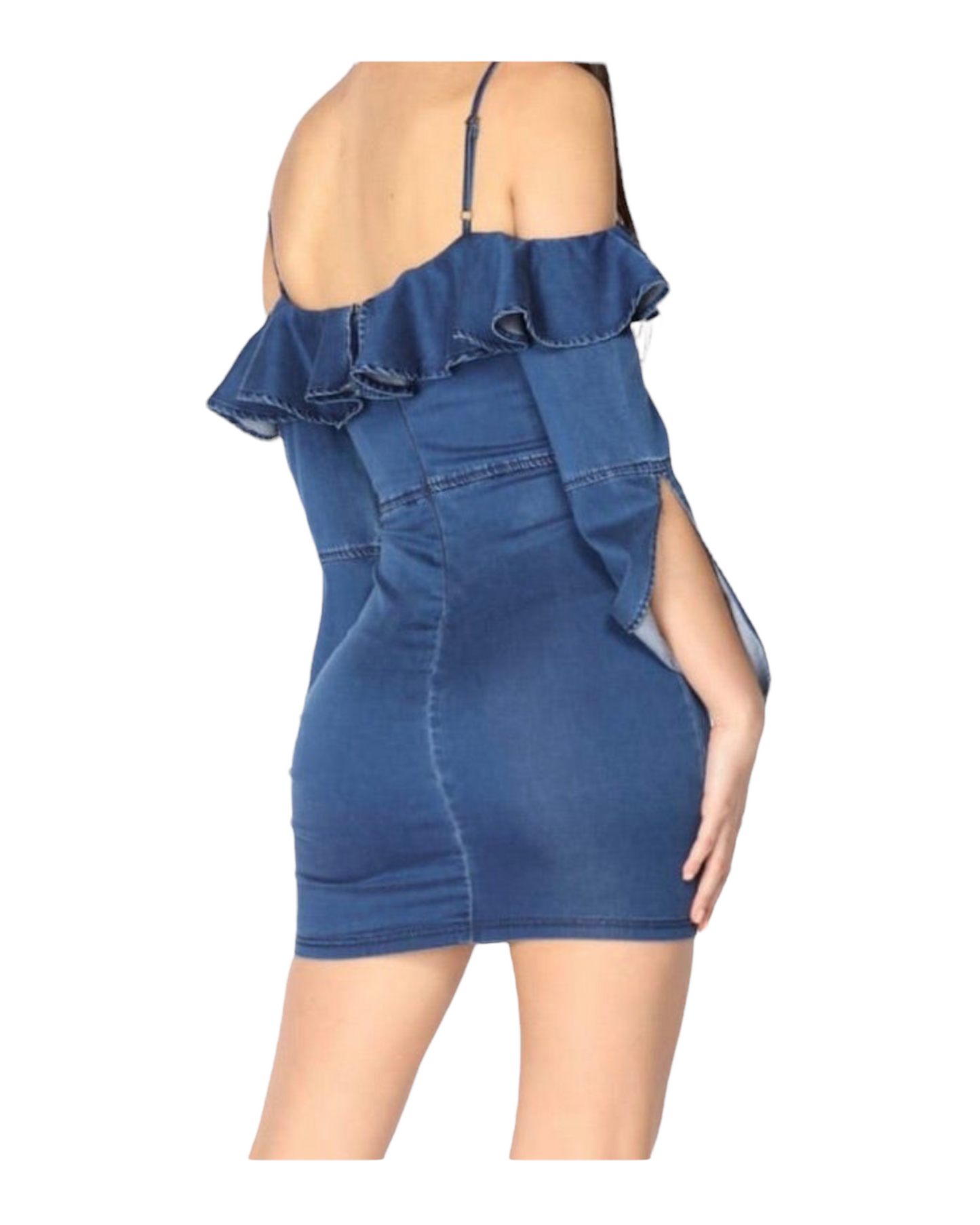 Denim Ruffle Dress - Regular Size
