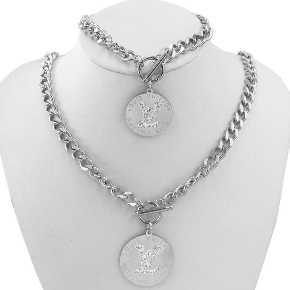 LV Rhinestone Necklace and Hand band