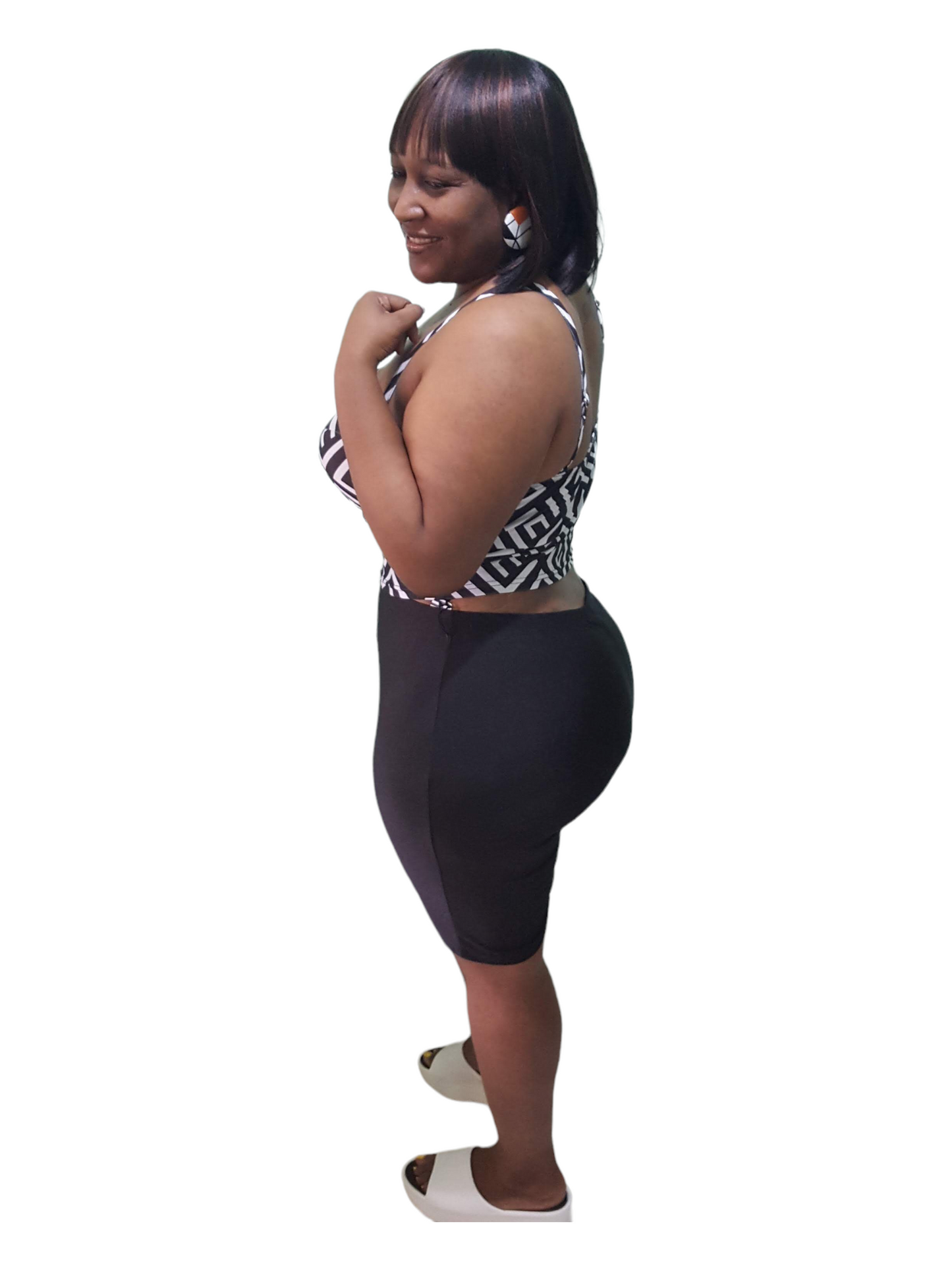She’s Back Biker Outfit - Black and White Plus Size