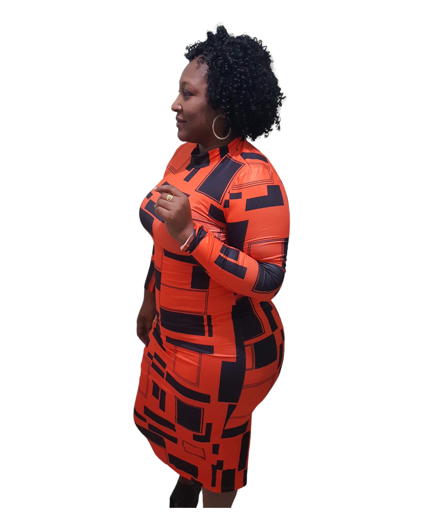 Nancy Midi Dress - Orange Plus Size