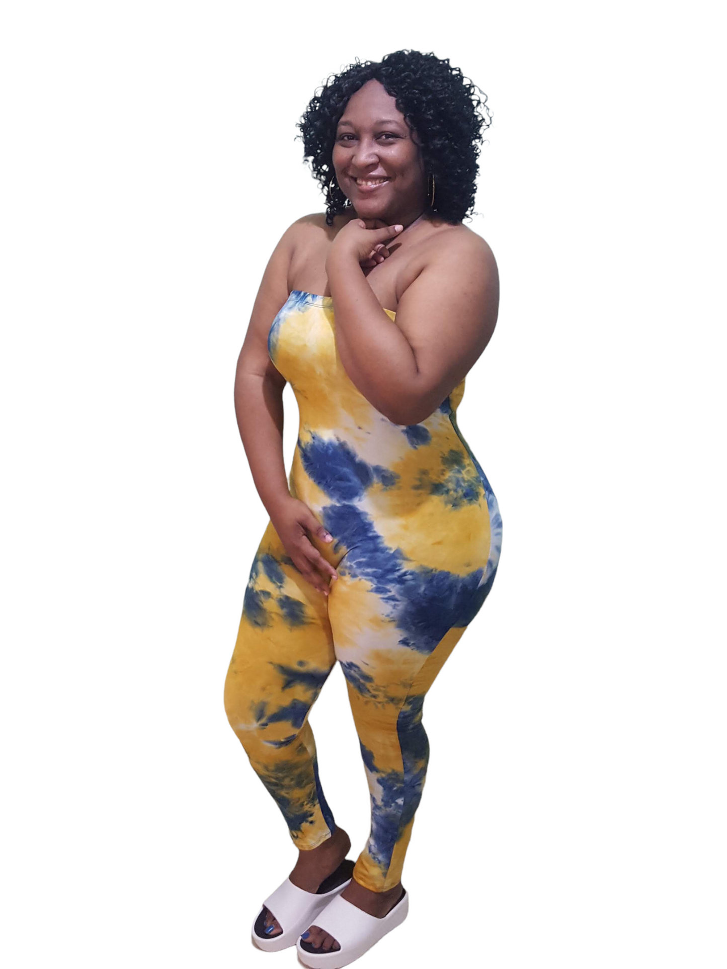 Fete-Ish Tube Jumpsuit - Mustard Plus Size