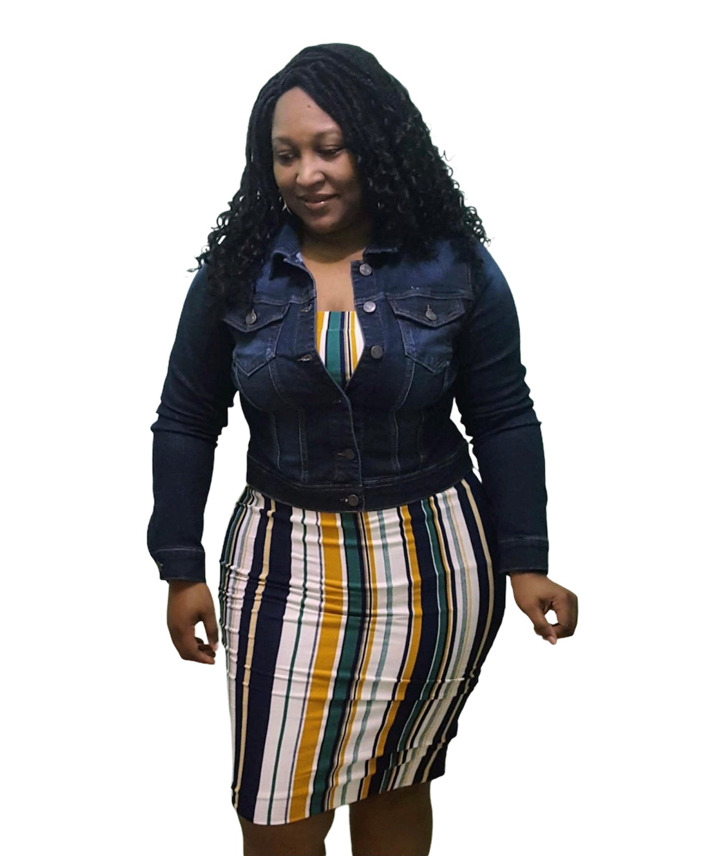 Denim Jacket - Dark Denim Blue Plus Size