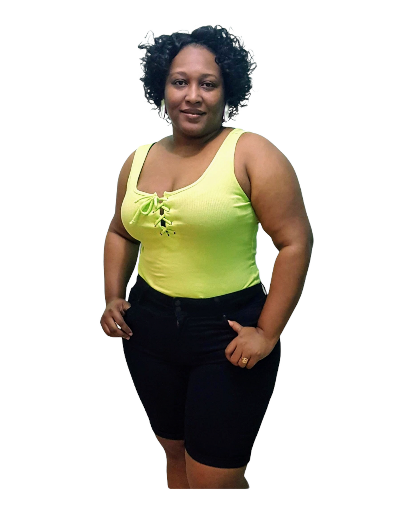Lace Me Up Body Suit - Neon Lime Plus Size