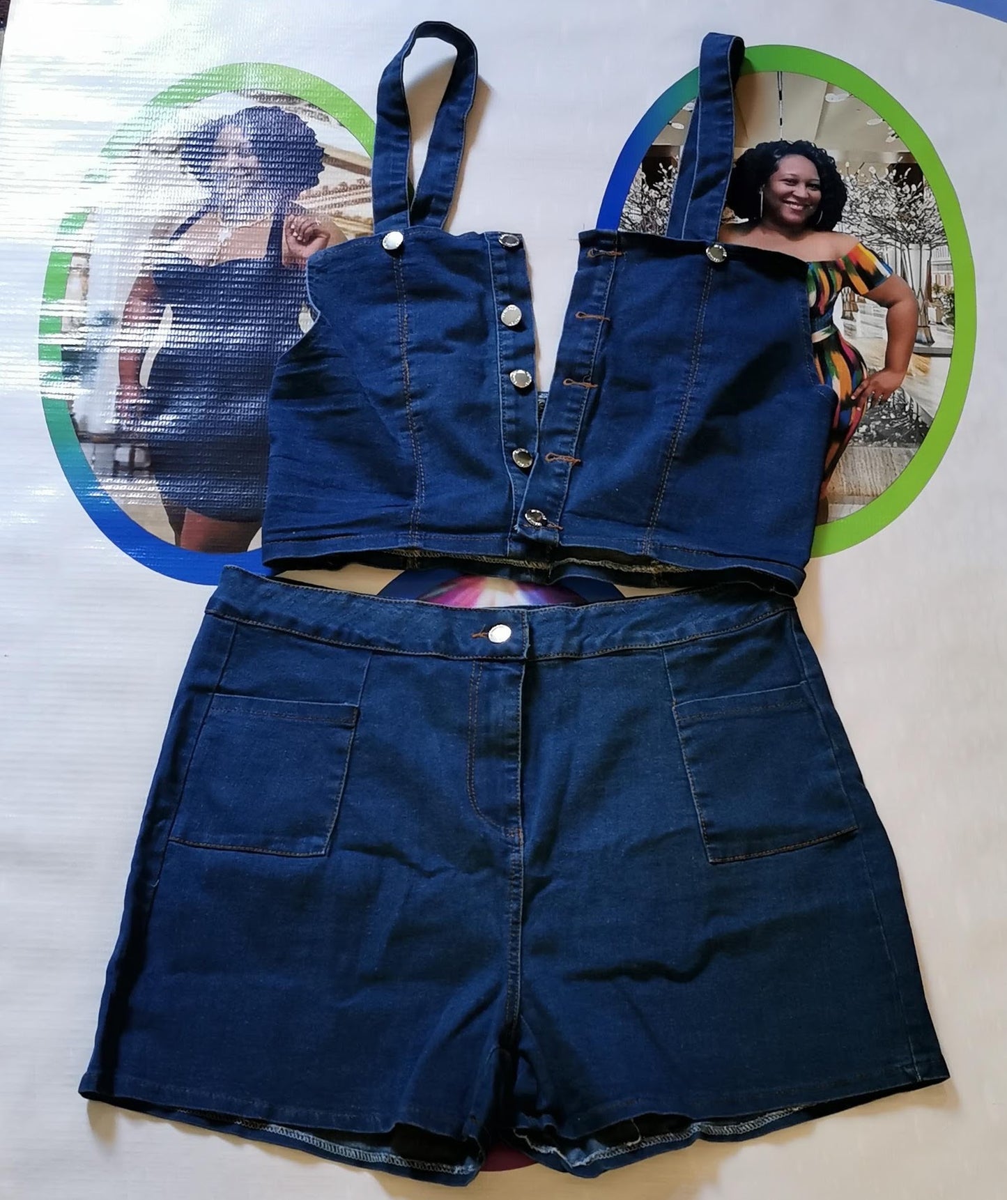 Jessie Short Pant and Crop Top - Denim Blue