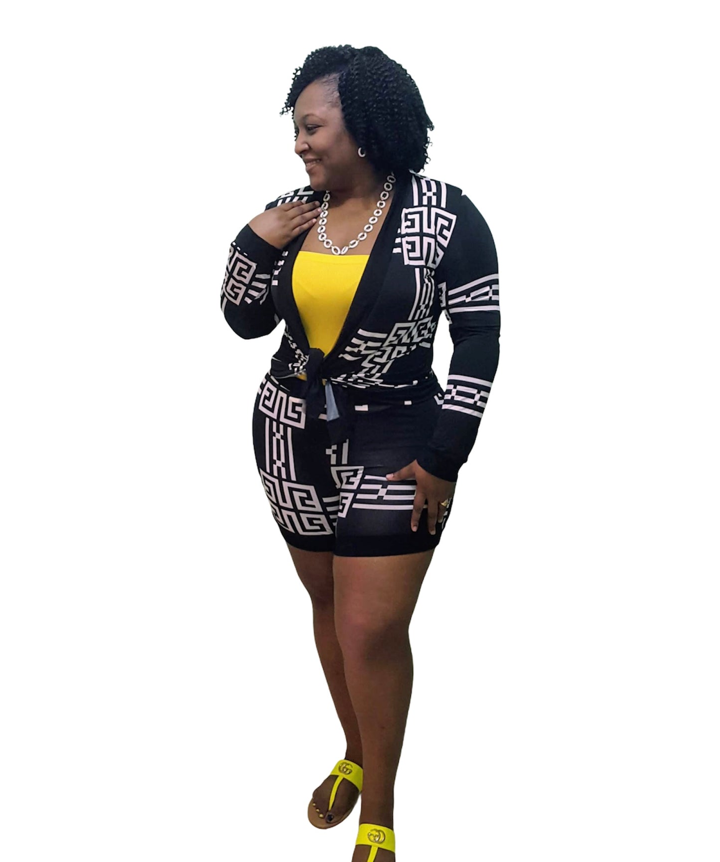 Hottie Hottie Outfit - Black & White Plus Size