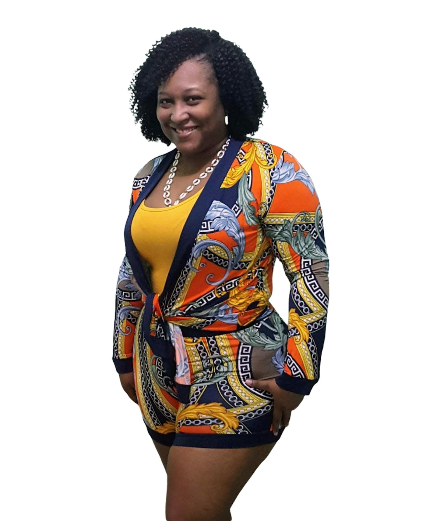 Hottie Hottie Outfit - Orange & Navy Plus Size