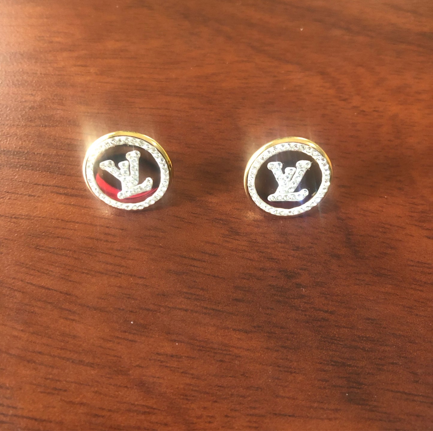 Lv Rhinestone Stopper Earring