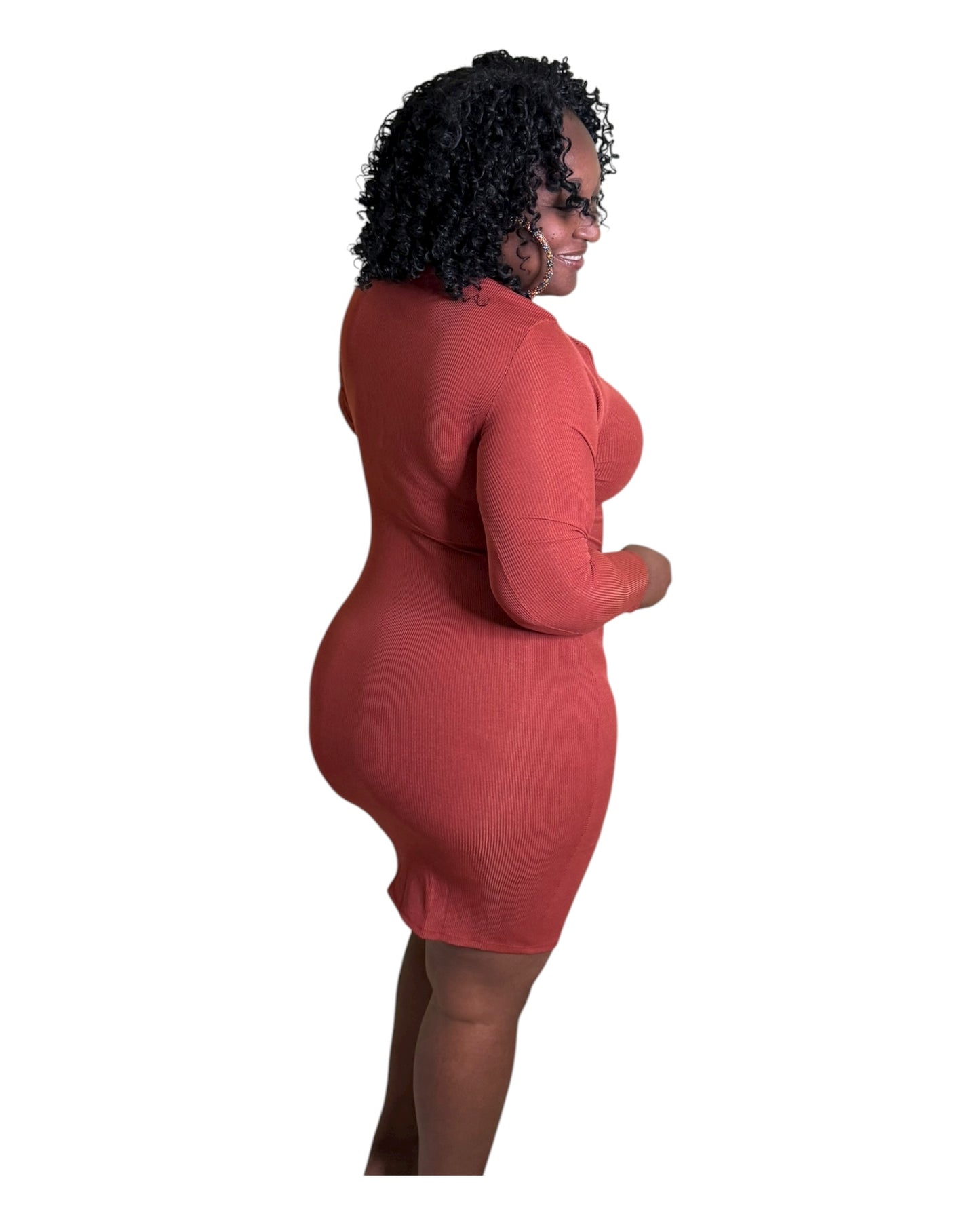 City Chic Mini Dress - Rust Plus Size