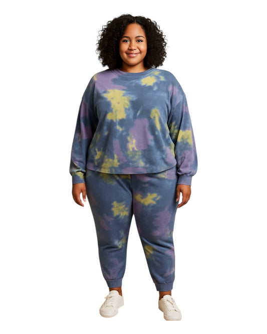 Cloud Tie Dye Jogger Set - Plus Size