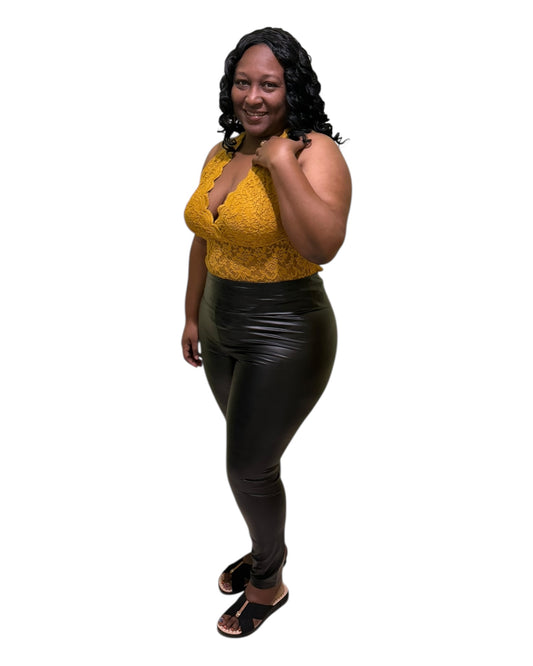Lust Lace Bodysuit - Mustard Plus Size