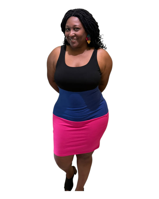 Colorblock Bodycon Dress - Plus Size