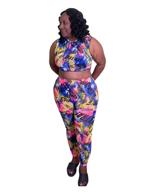 Sexy Letter - 2 Piece Set Plus Size