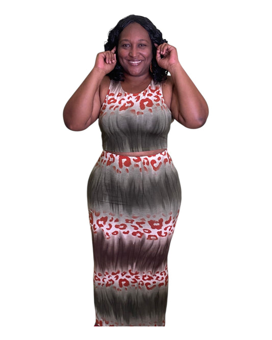 Savannah Chic Crop Top and Maxi Skirt - Plus Size