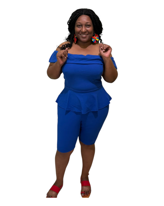 Reign Peplum Set- Blue Plus Size