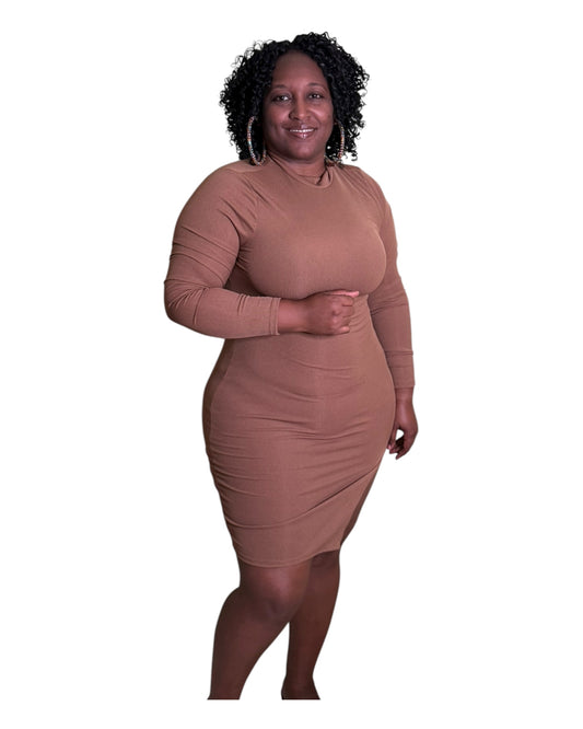 City Chic Mini Dress - Mocha Plus Size