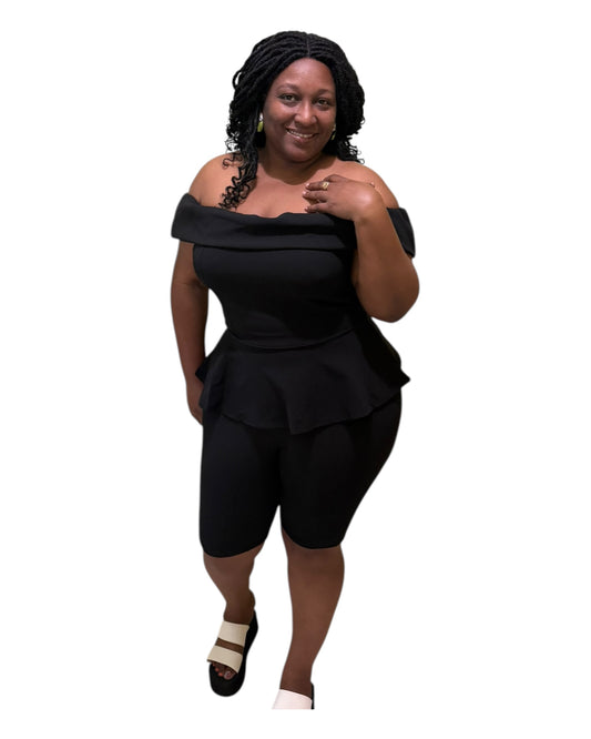 Reign Peplum Set- Black Plus Size