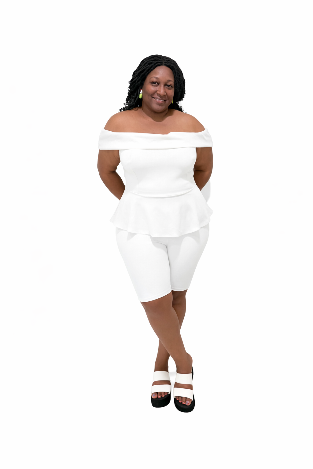 Reign Peplum Set- White Plus Size