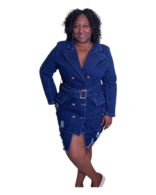 Power Play Denim Dress - Plus Size