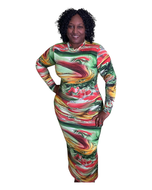Sunset Swirl Dress - Plus Size