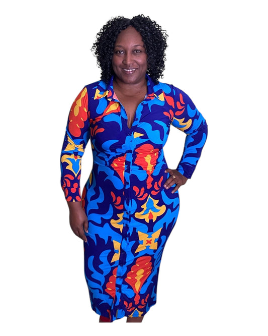 Blue Flame Dress - Plus Size