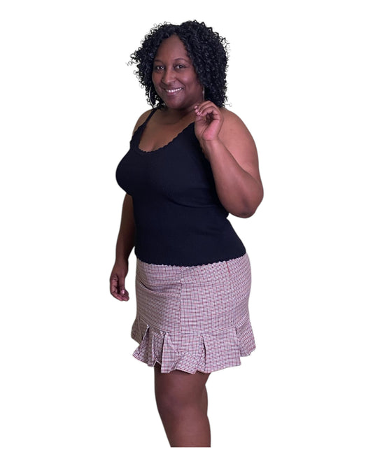 Checkmate Skirt - Rust Plus Size