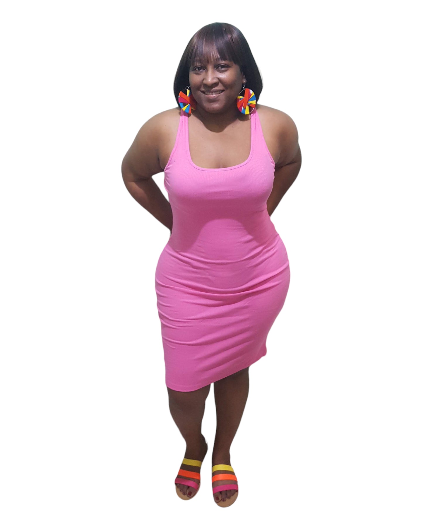 Spunky Midi Dress - Pink Plus Size