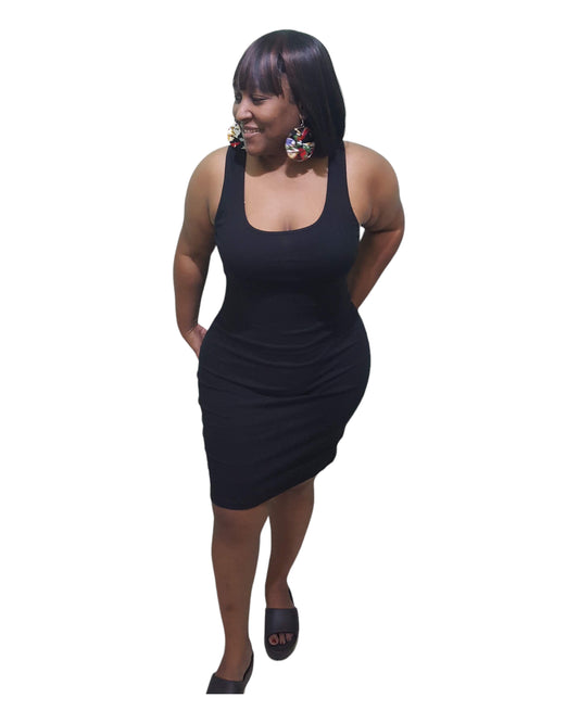 Spunky Midi Dress - Black Plus Size