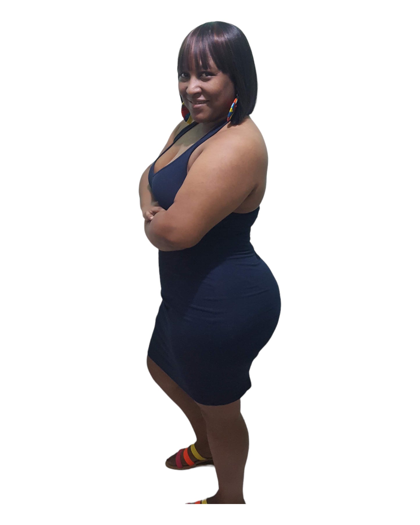 Foxy Halter Dress - Navy Regular Size