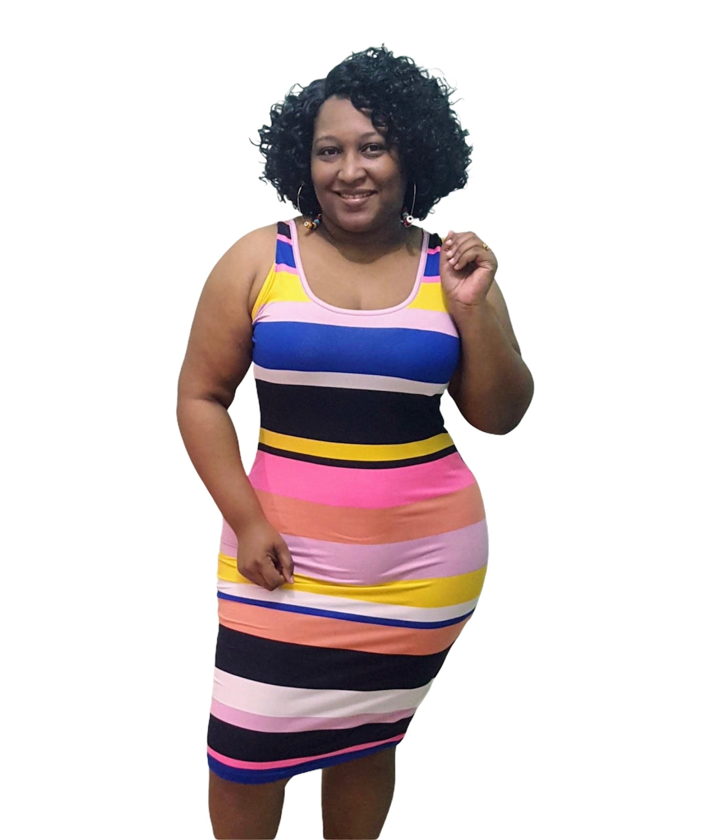 Ms Baddie Stripe Dress - Lilac Plus Size
