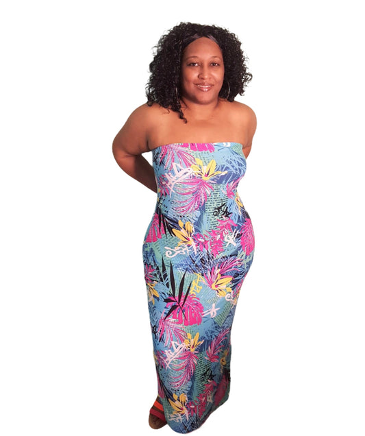 Tropical Tube Dress - Plus Size